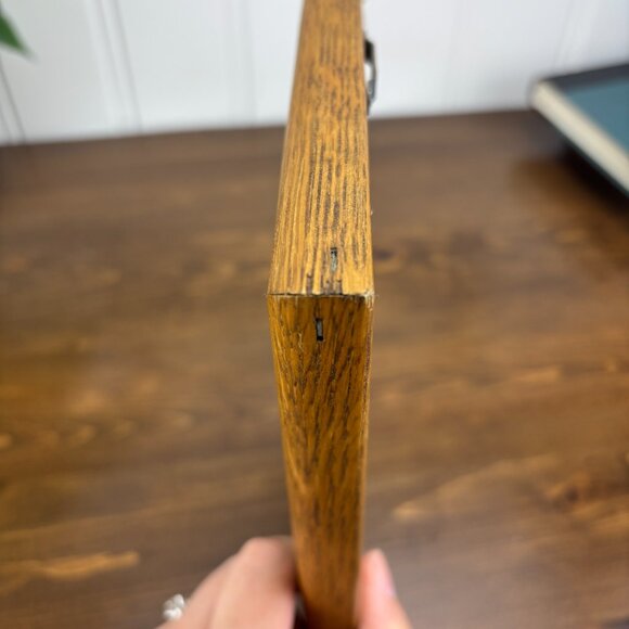 Vintage Framed Cross Stitch Country House or Red Barn in Solid Oak Wood Frame - Picture 7 of 12